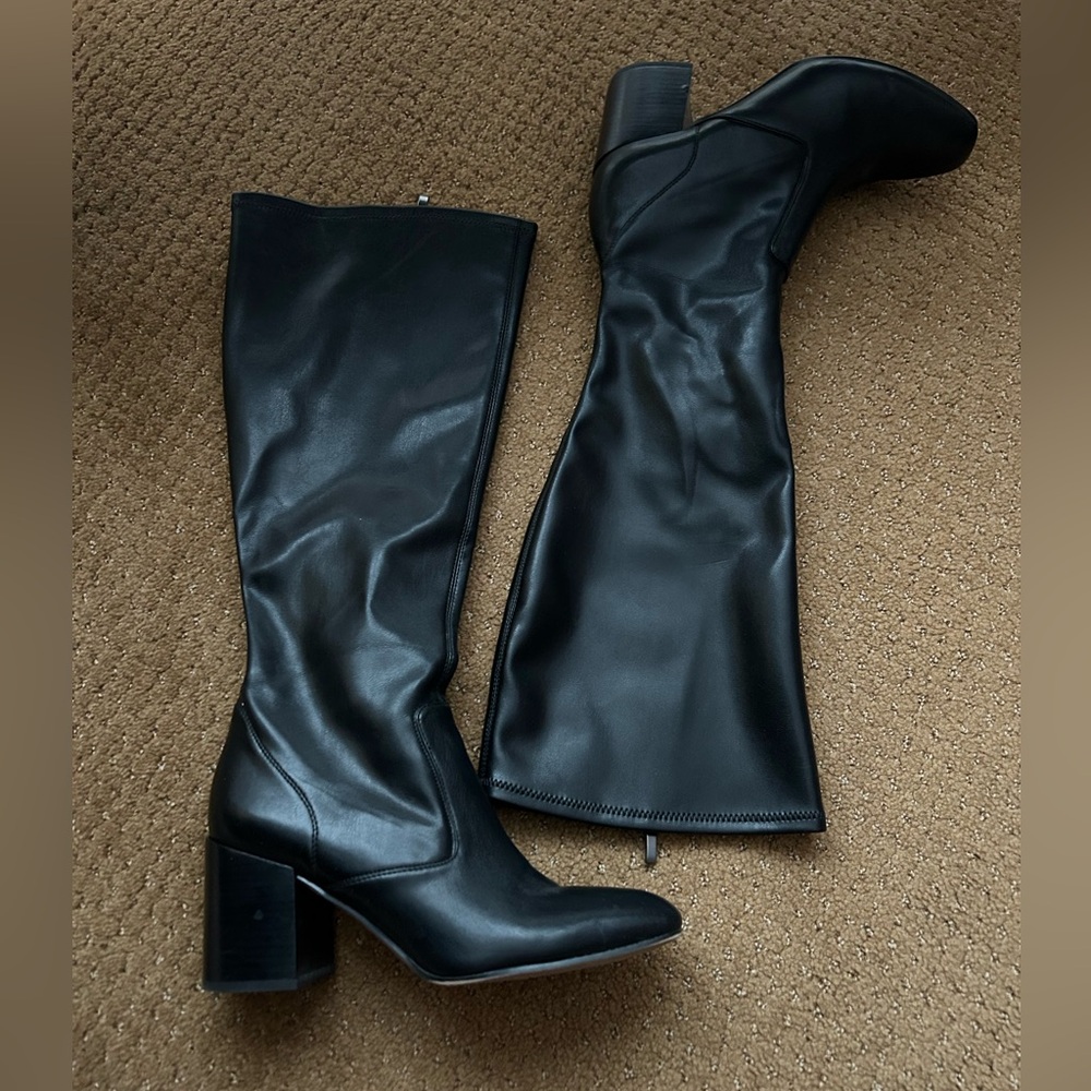 Franco Sarto wide calf black leather knee high boots